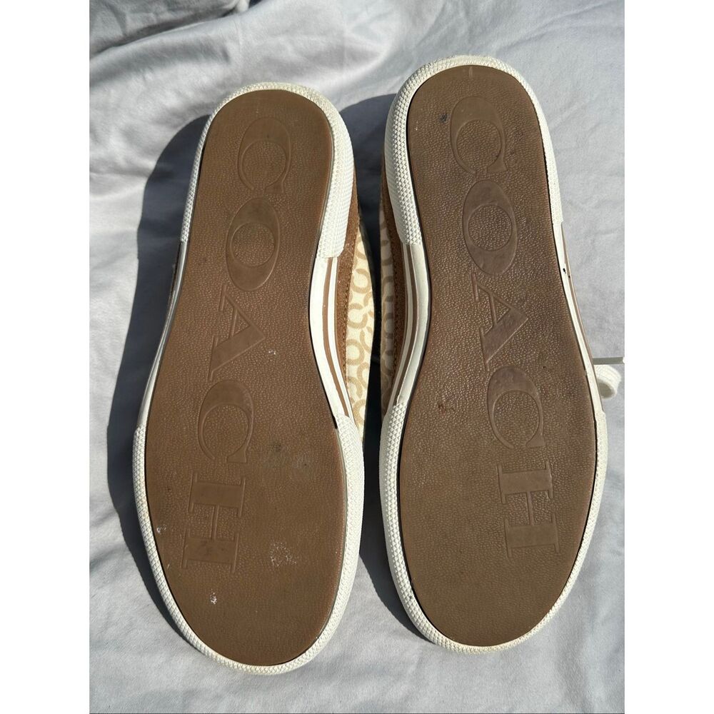 Coach Signature Canvas Sneakers Brown Tan Lace Up Low Top Casual Shoes Women’s 7 - Picture 7 of 12